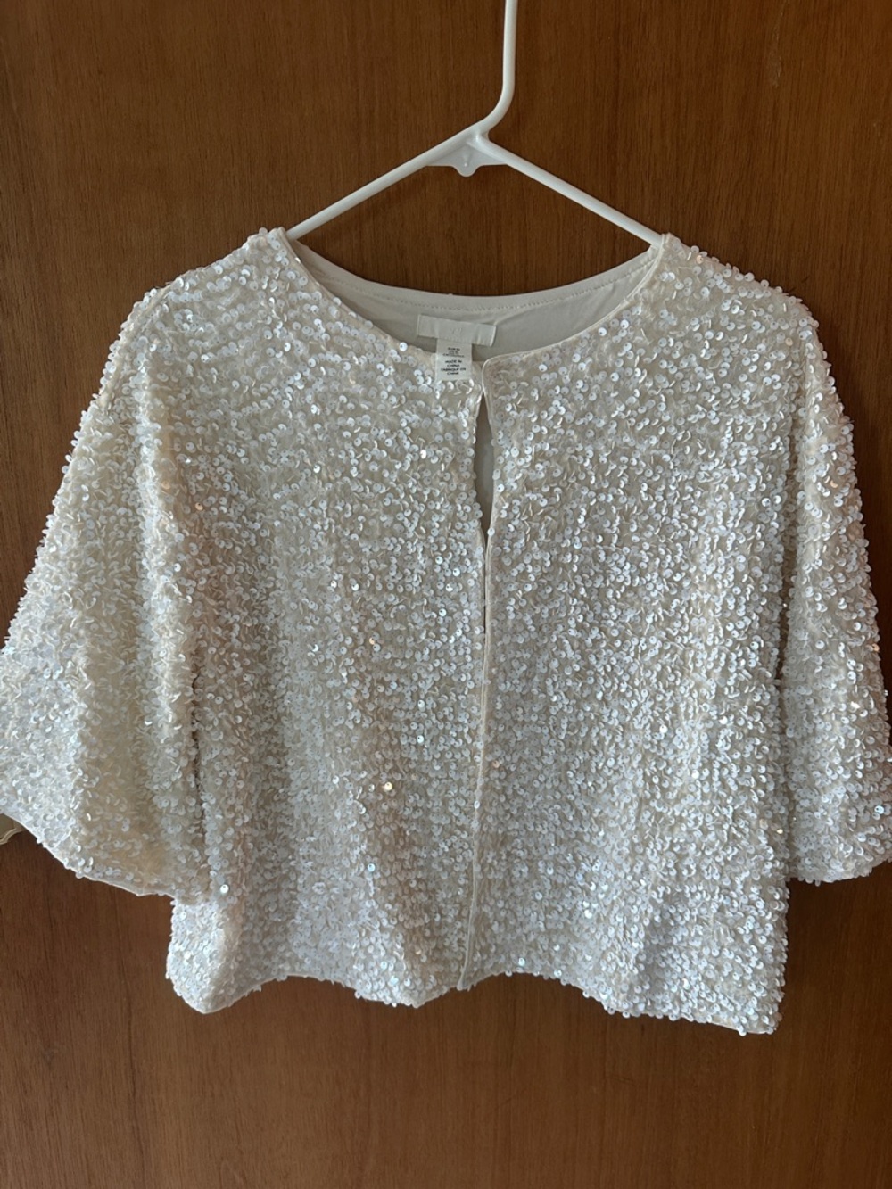Ivory Sequin Cropped Jacket
